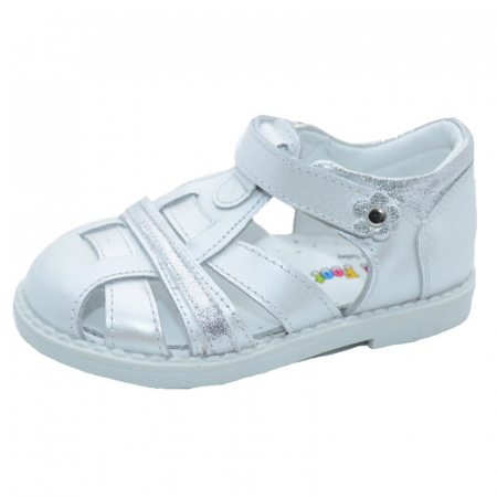 Sandale fete - Sandale ortopedice din piele pentru fete Small Foot SMF35-A-25, Alb
