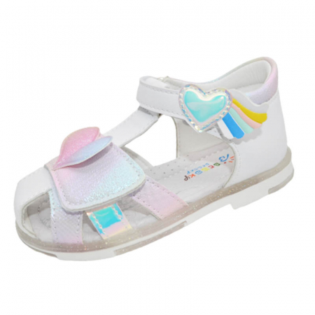 Sandale fete - Sandale ortopedice pentru fete Bessky HL1430-1B, Alb