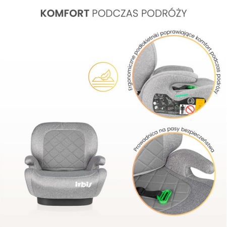 Scaun auto inaltator, pentru copii cu inaltimea 125-150 cm, Caretero Irbis 322388, Gri [7]