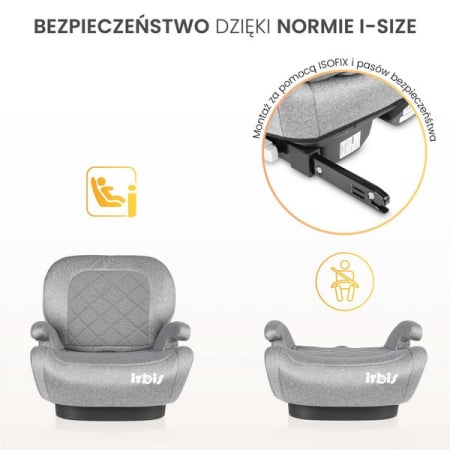 Scaun auto inaltator, pentru copii cu inaltimea 125-150 cm, Caretero Irbis 322388, Gri [6]