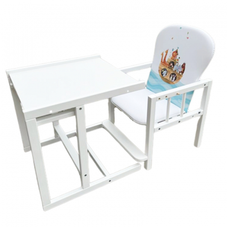 Scaun de luat masa 2 in 1 pentru copii Drewex Antonio Zoo 005522, Alb [2]