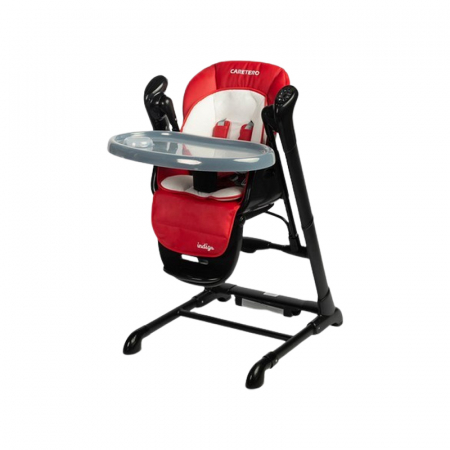 Scaune de masa bebe - Scaun de masa 2 in 1 cu leagan electric, Caretero Indigo 397238, Rosu