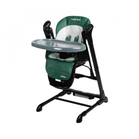 Scaune de masa bebe - Scaun de masa 2 in 1 cu leagan electric, Caretero Indigo 397160, Verde