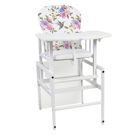 Scaun de luat masa 2 in 1 pentru copii Drewex Antos Flores 004969, Alb [1]