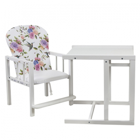 Scaun de luat masa 2 in 1 pentru copii Drewex Antos Flores 004969, Alb [2]