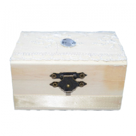 Marturii botez - Cutie de botez 9 x 5,5 x 5 cm Mini Junior MU16, Crem