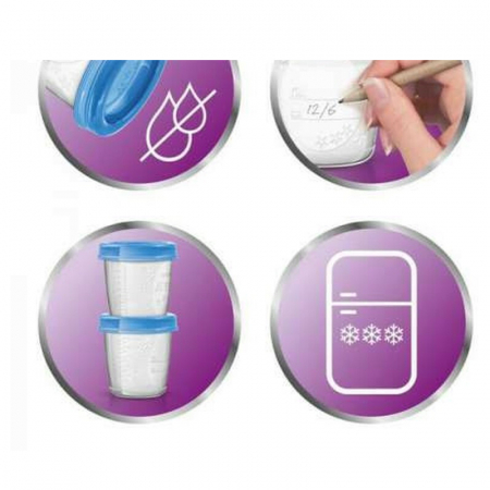 Set 20 recipiente pentru stocarea laptelui 180 ml si  240 ml 6+ luni Philips Avent SCF721/20, Albastru [3]