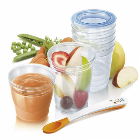 Set 20 recipiente pentru stocarea laptelui 180 ml si  240 ml 6+ luni Philips Avent SCF721/20, Albastru [1]