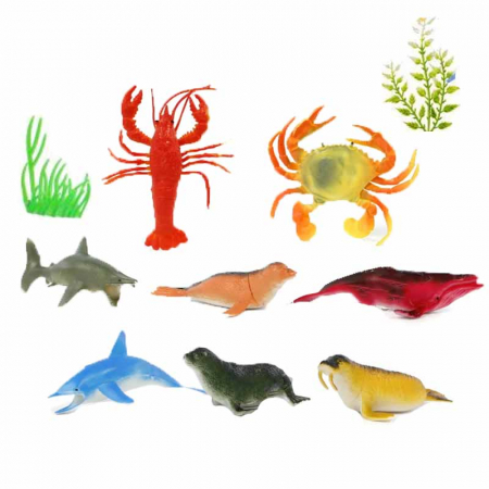 Joaca, activitati si ambalaje - Set 8 animale marine Midex 575637, Multicolor