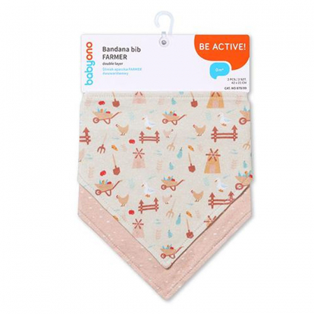 Set 2 bavete din bumbac pentru bebelusi 42 x 21 cm BabyOno 879/09, Multicolor [2]
