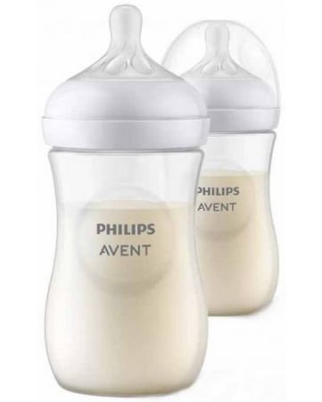 Set 2 biberoane, cu tetina din silicon, 330 ml, Philips Natural Response SCY906/02, Alb [2]