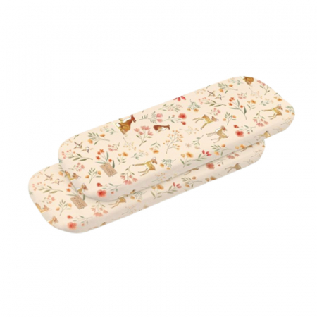 Accesorii carucioare - Set 2 cearceafuri cu elastic pentru saltea de landou 681119, Crem