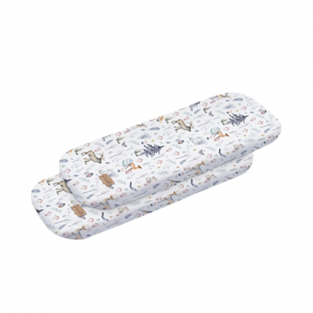 Accesorii carucioare - Set 2 cearceafuri cu elastic pentru saltea de landou 35 x 80 cm Albero Mio 681126, Alb