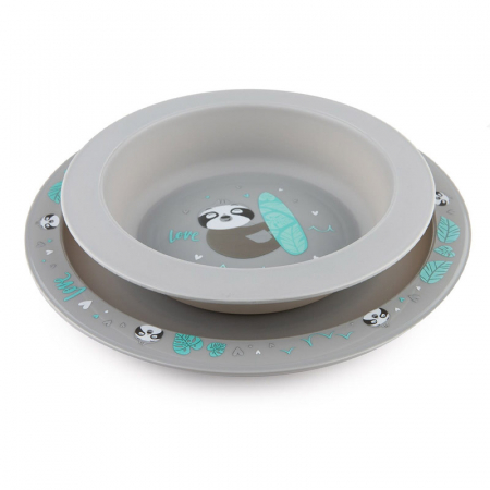 Vesela si tacamuri bebelusi - Set 2 farfurii pentru fete Canpol babies 56/523R, Gri