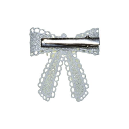 Set 2 fundite de par cu agrafa, din dantela, pentru fete, Mini Junior SF2011A, Alb [1]