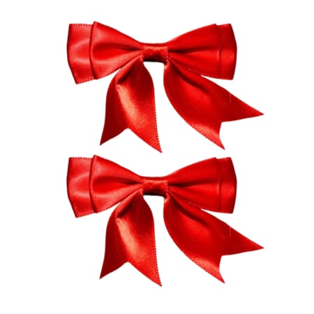 Accesorii par fetite - Set 2 fundite de par cu agrafa, din satin, pentru fete, Mini Junior SF2011R, Rosu