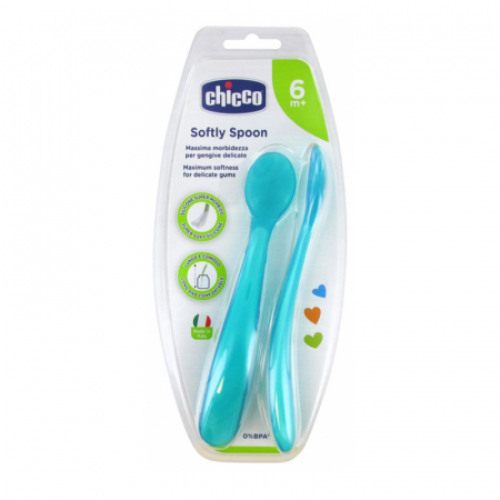 Set 2 lingurite din silicon 6 luni+ Chicco Softly Spoon 061853 [1]