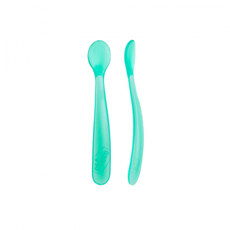 Vesela si tacamuri bebelusi - Set 2 lingurite din silicon 6 luni+ Chicco Softly Spoon 061853