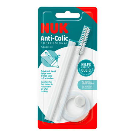 Set de adaptoare pai si perie profesionale Anti-Colic Nuk 255626, Alb [1]