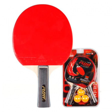 Palete si accesorii tenis de masa - Set 2 palete tenis de masa  cu 3 mingi Flott FRR0876, Rosu