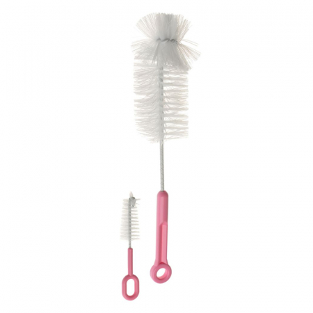 Biberoane si tetine - Set 2 perii pentru curatarea biberoanelor si a tetinelor Akuku A0571, Roz