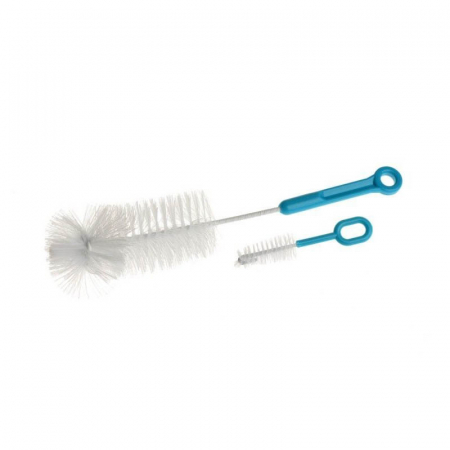 Biberoane si tetine - Set 2 perii pentru curatarea biberoanelor si a tetinelor Akuku A0570, Albastru