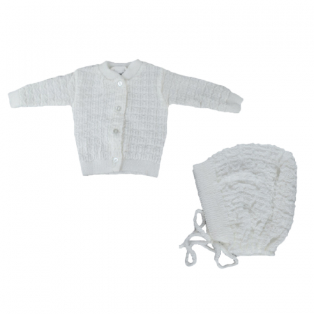 Bluze fete - Set 2 piese bluza si caciula pentru fete Mini Junior KN3-56, Alb