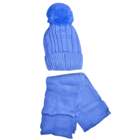 Set 2 piese, caciula groasa si fular, pentru baieti, Mini Junior CF1511A-48, Albastru [1]