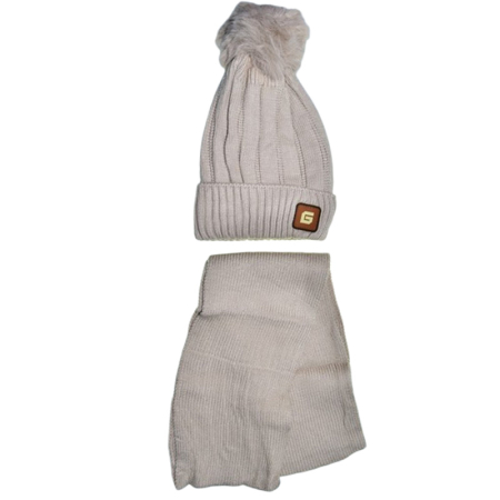 Caciuli si palarii de vara baieti - Set 2 piese, caciula groasa si fular, pentru baieti, Mini Junior CF1511B-48, Bej