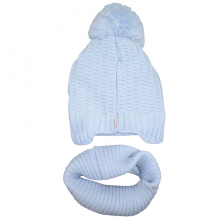 Set 2 piese caciula si fular pentru baieti Gracek GR5458, Albastru [1]