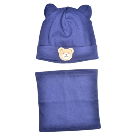 Set 2 piese caciula si guler, pentru baieti, Mini Junior C3010B-46, Bleumarin [1]