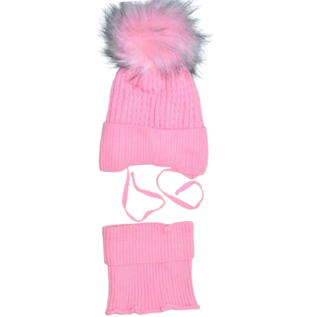 Set 2 piese caciula si guler pentru fete, Mini Junior 3110R2-6, Roz [1]