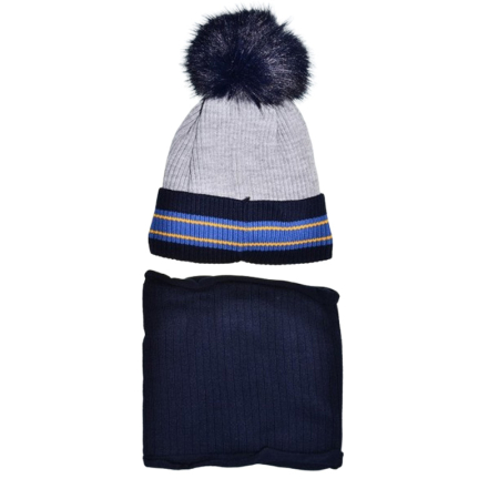 Set 2 piese caciula si guler pentru baieti, Mini Junior CG3110G-3, Gri [1]