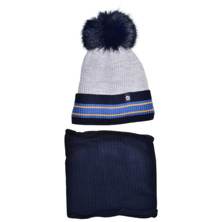 Îmbrăcăminte băieți - Set 2 piese caciula si guler pentru baieti, Mini Junior CG3110G-3, Gri