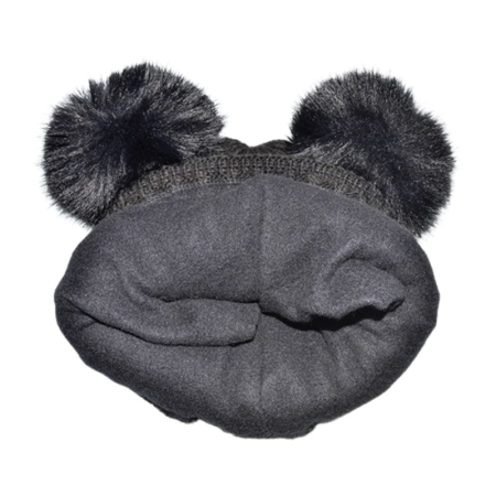 Set 2 piese caciula si guler pentru fete, Mini Junior C0111N-4, Negru [3]