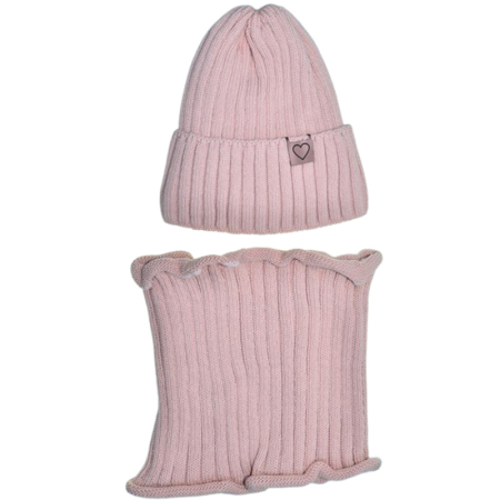 Îmbrăcăminte fete - Set 2 piese caciula si guler pentru fete, Mini Junior C0111R2-4, Roz