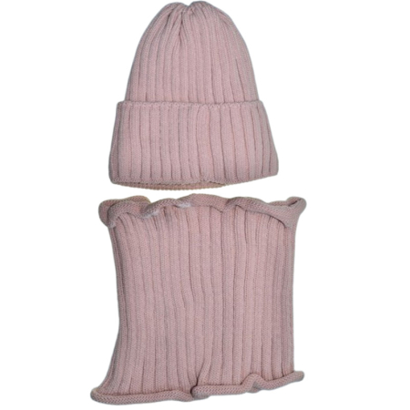 Set 2 piese caciula si guler pentru fete, Mini Junior C0111R2-4, Roz [1]