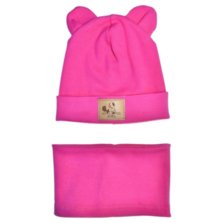 Îmbrăcăminte fete - Set 2 piese caciula si guler, pentru fete, Mini Junior C3010F-46, Fucsia