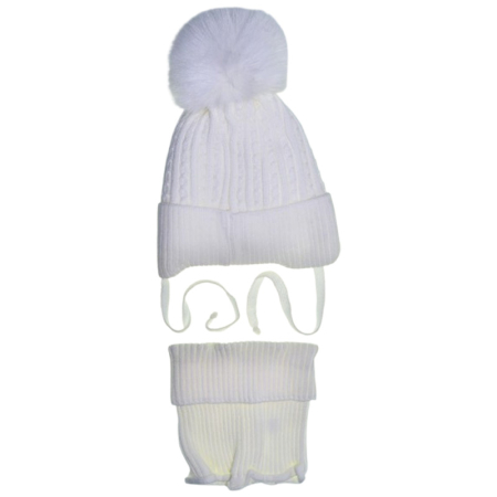 Set 2 piese caciula si guler pentru fete, Mini Junior CF3110A-6, Alb [1]