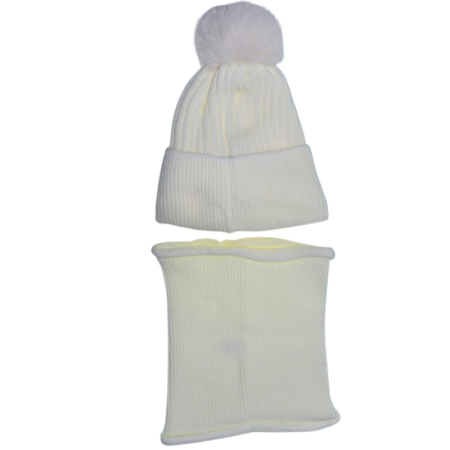 Set 2 piese caciula si guler pentru fete, Mini Junior CF3110A3-6, Alb [1]