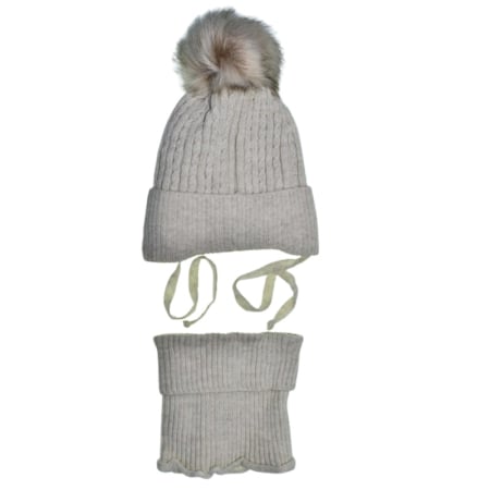 Set 2 piese caciula si guler pentru fete, Mini Junior CF3110C-6, Crem [1]