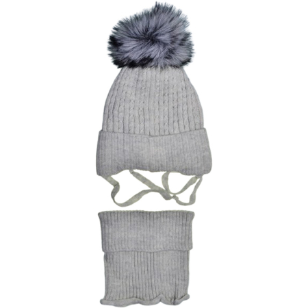 Set 2 piese caciula si guler pentru fete, Mini Junior CF3110G-6, Gri [1]