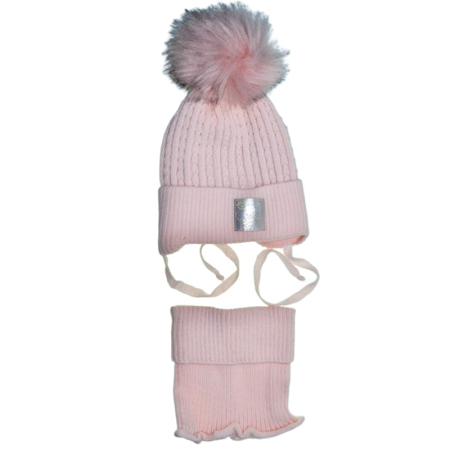 Îmbrăcăminte fete - Set 2 piese caciula si guler pentru fete, Mini Junior CF3110R-6, Roz