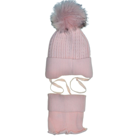 Set 2 piese caciula si guler pentru fete, Mini Junior CF3110R-6, Roz [1]