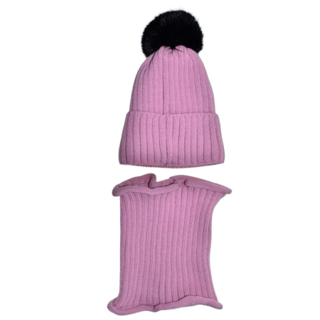 Set 2 piese caciula si guler pentru fete, Mini Junior CF3110R3-3, Roz [1]