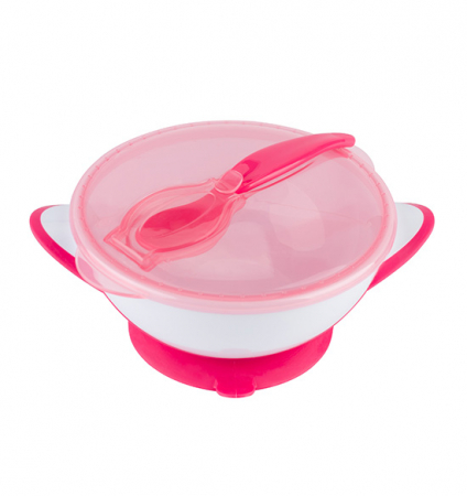 Vesela si tacamuri bebelusi - Set 2 piese castron si lingurita 6+ luni BabyOno 1063R