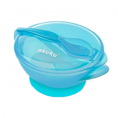 Vesela si tacamuri bebelusi - Set 2 piese castron si lingurita 9+ luni Akuku A0304