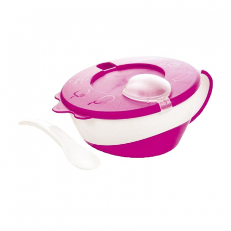Vesela si tacamuri bebelusi - Set 2 piese castron si lingurita 9+ luni Canpol Babies 31/406