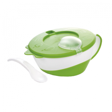 Vesela si tacamuri bebelusi - Set 2 piese castron si lingurita 9+ luni Canpol Babies 31/406V