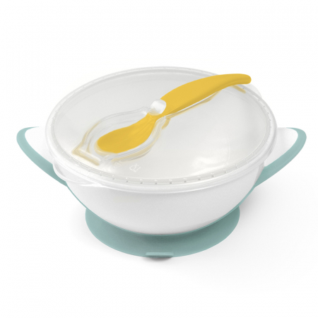 Vesela si tacamuri bebelusi - Set 2 piese castron si lingurita BabyOno 1063/04, Turocaz